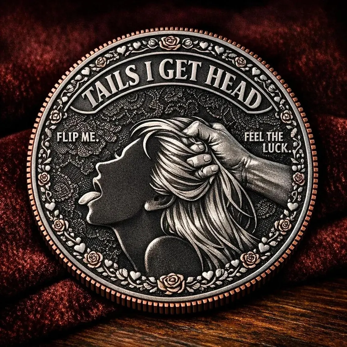 💘 Funny Couples Decision Coin – Heads I Get Tail / Tails I Get Head