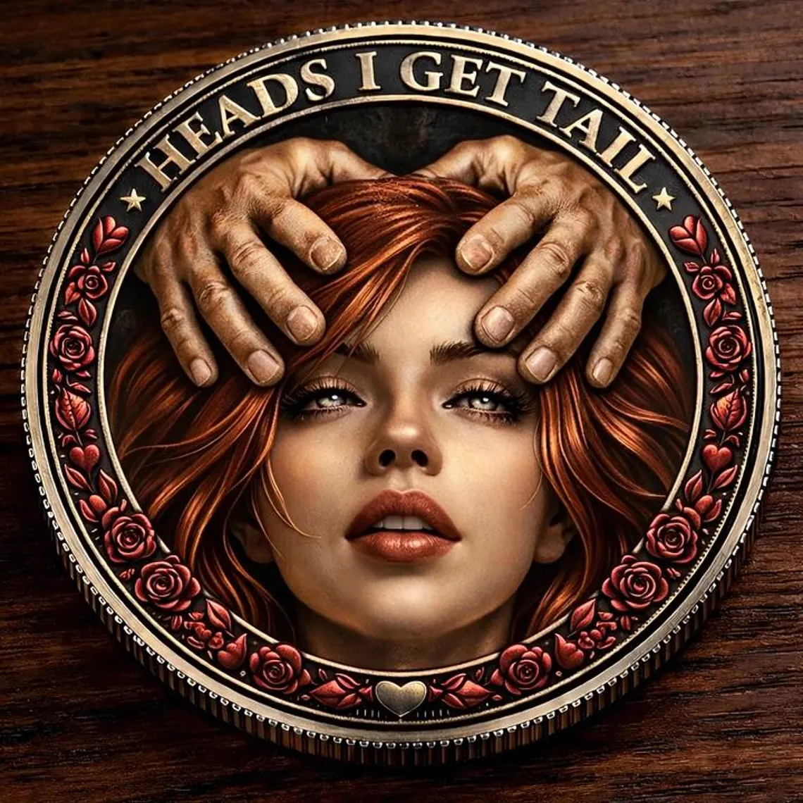 💘 Funny Couples Decision Coin – Heads I Get Tail / Tails I Get Head