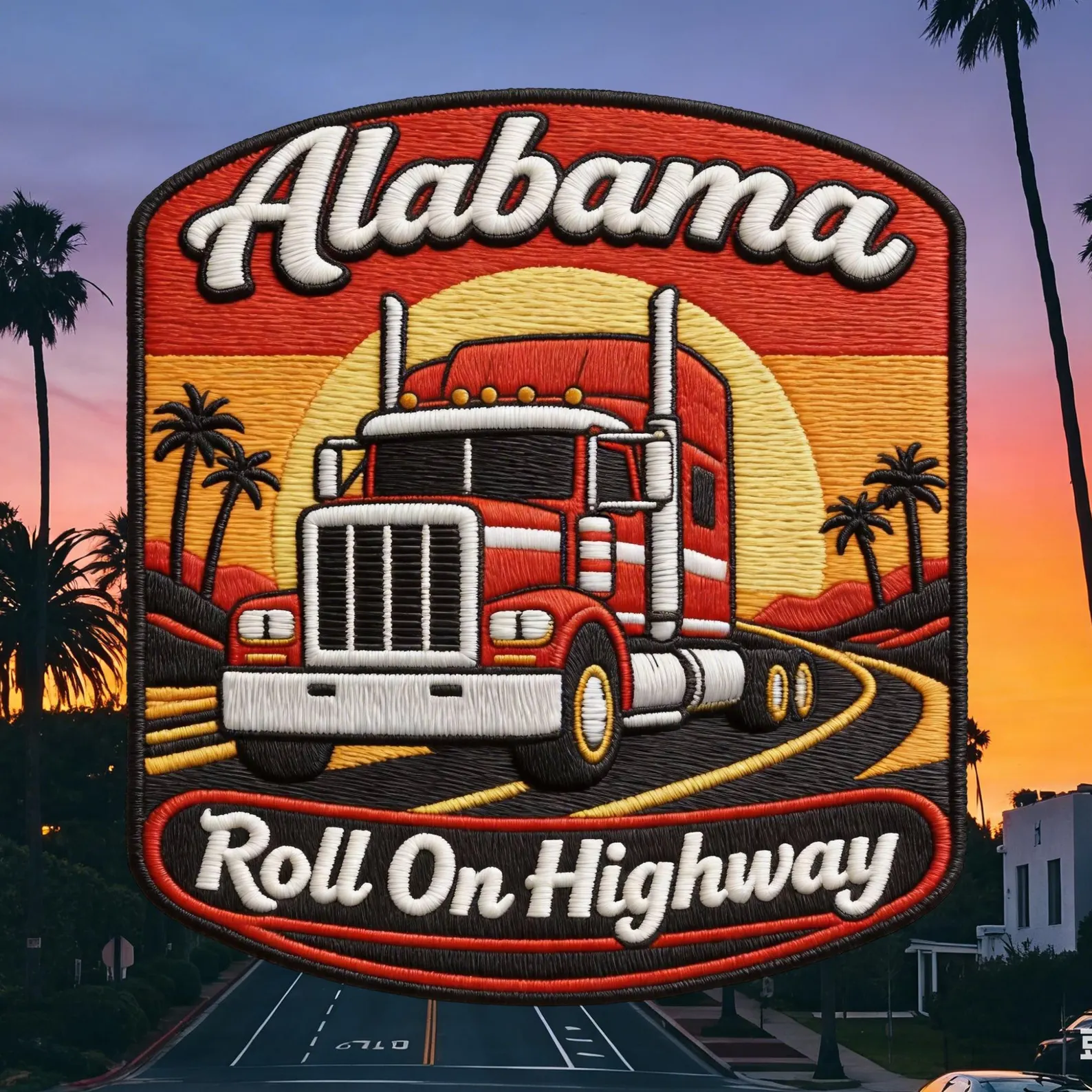 Alabama Roll On Highway Embroidered Iron-On Patch
