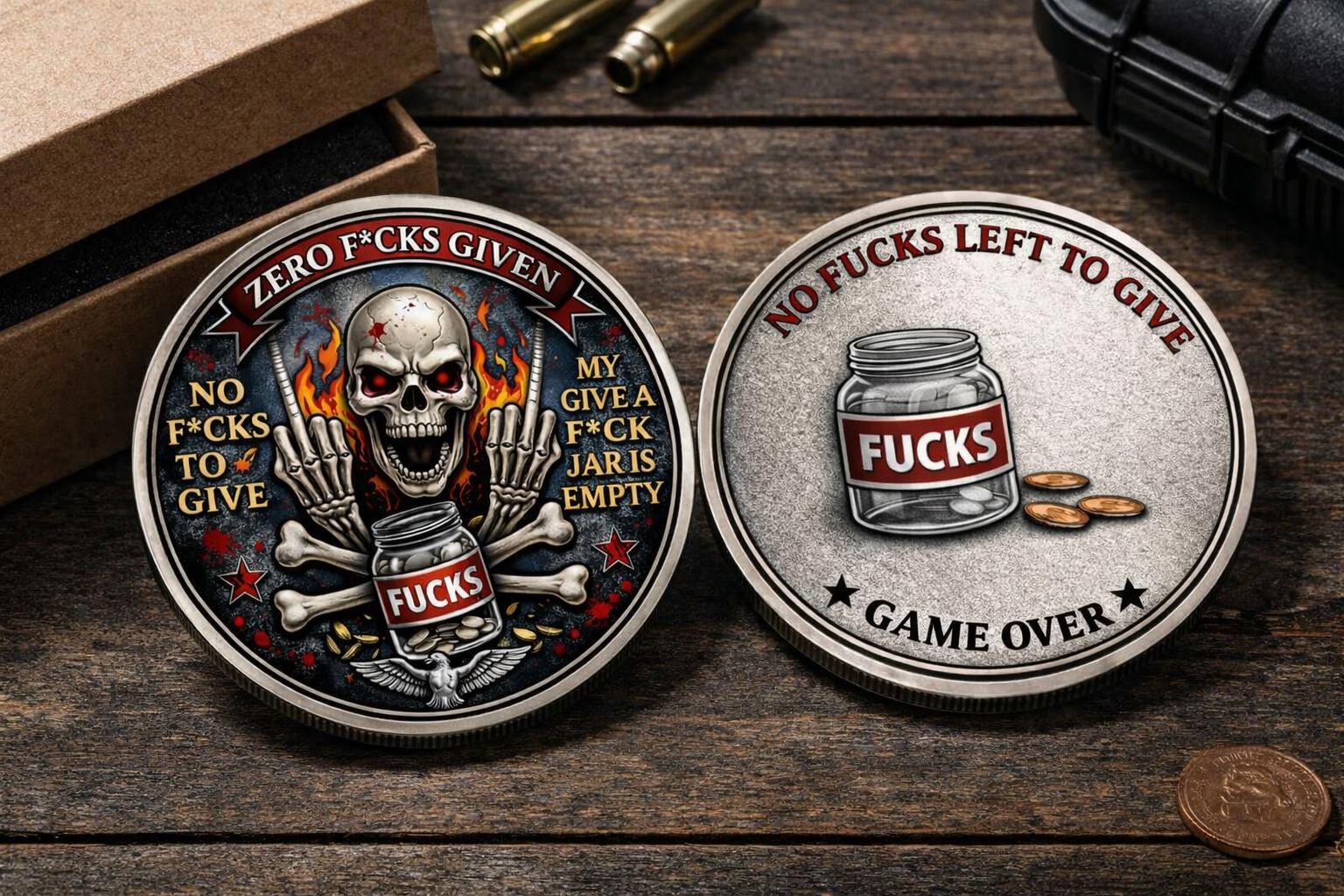 Funny Challenge Coin No Fucks Given, Sarcastic Gift for Coworker