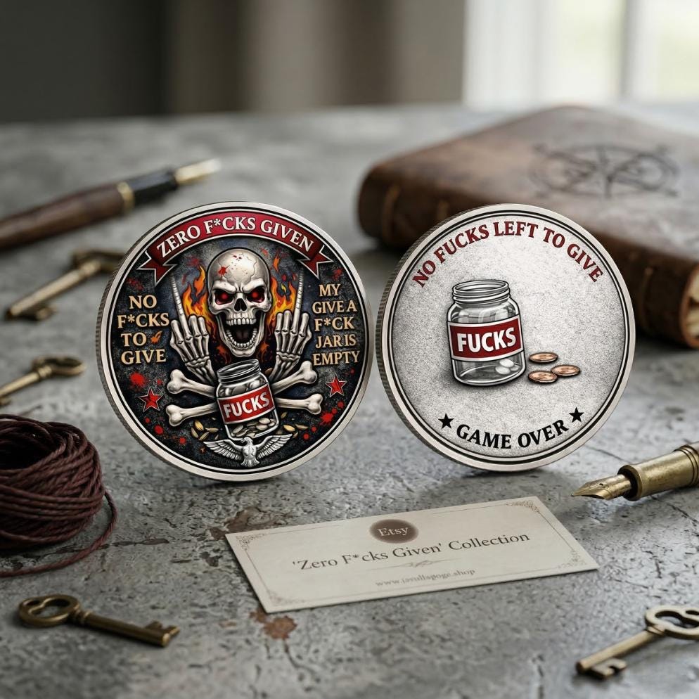 Funny Challenge Coin No Fucks Given, Sarcastic Gift for Coworker