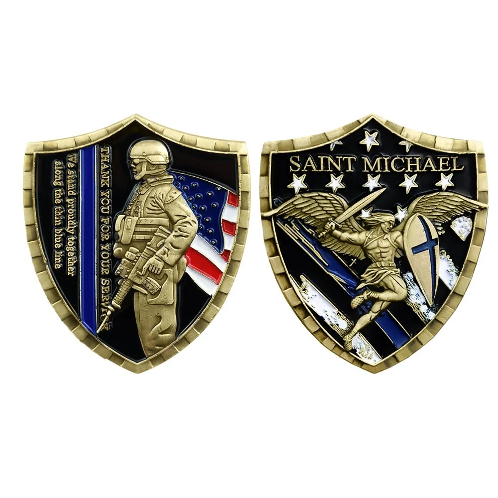 🛡️ St. Michael Thin Blue Line Police Challenge Coin