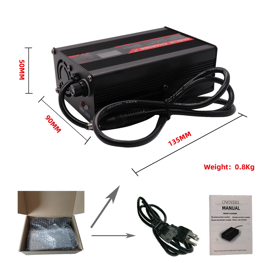 OHRIJA 67.2V 4A Charger led display screen lithium battery charger