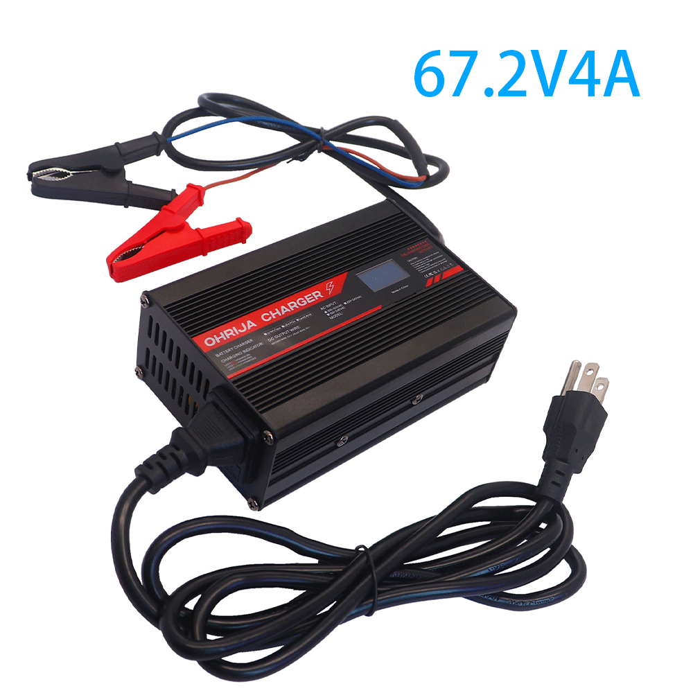 OHRIJA 67.2V 4A Charger led display screen lithium battery charger