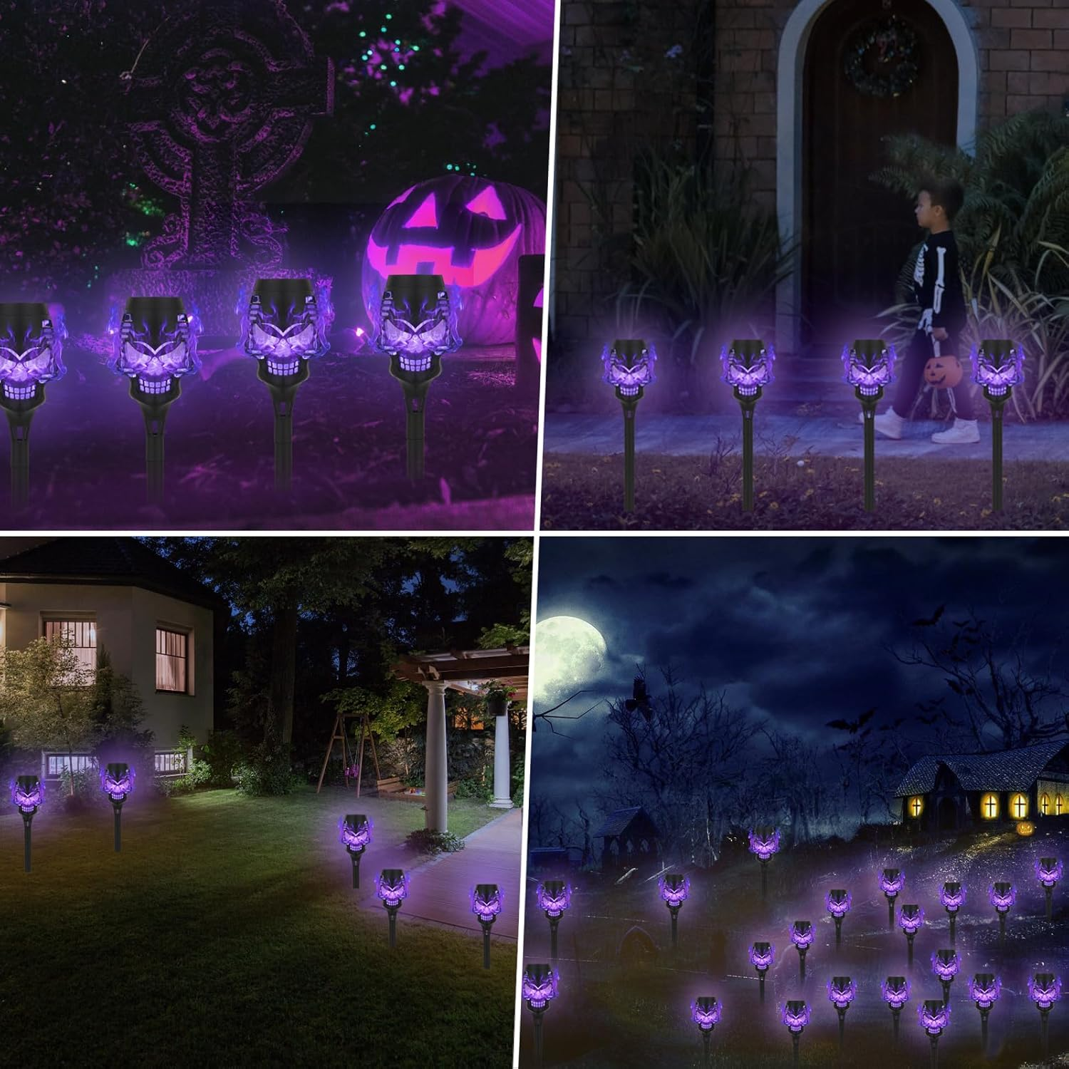 Halloween Hot SaleSpooky Skulls Solar Torch Flame Lights