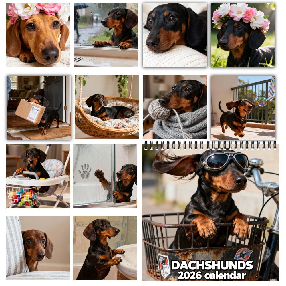 2026 Cute Dachshund Wall Calendar – 12-Month Planner, Perfect Christmas & New Year Gift