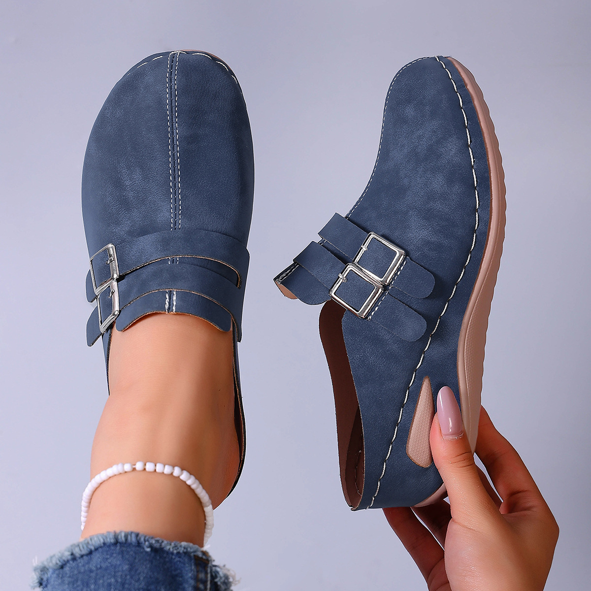 Women's Blue Slip-On Comfort Clogs