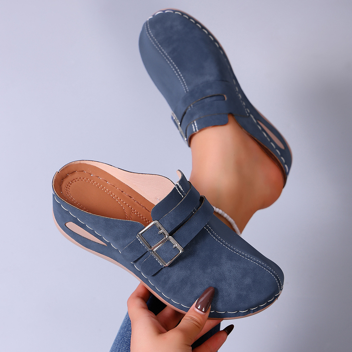 Women's Blue Slip-On Comfort Clogs