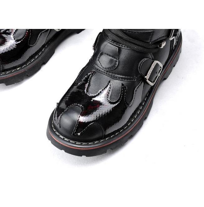 BLACKRISS™Men's Steampunk Fire Totem Black High Boots Motorcycle Boots-Blackriss