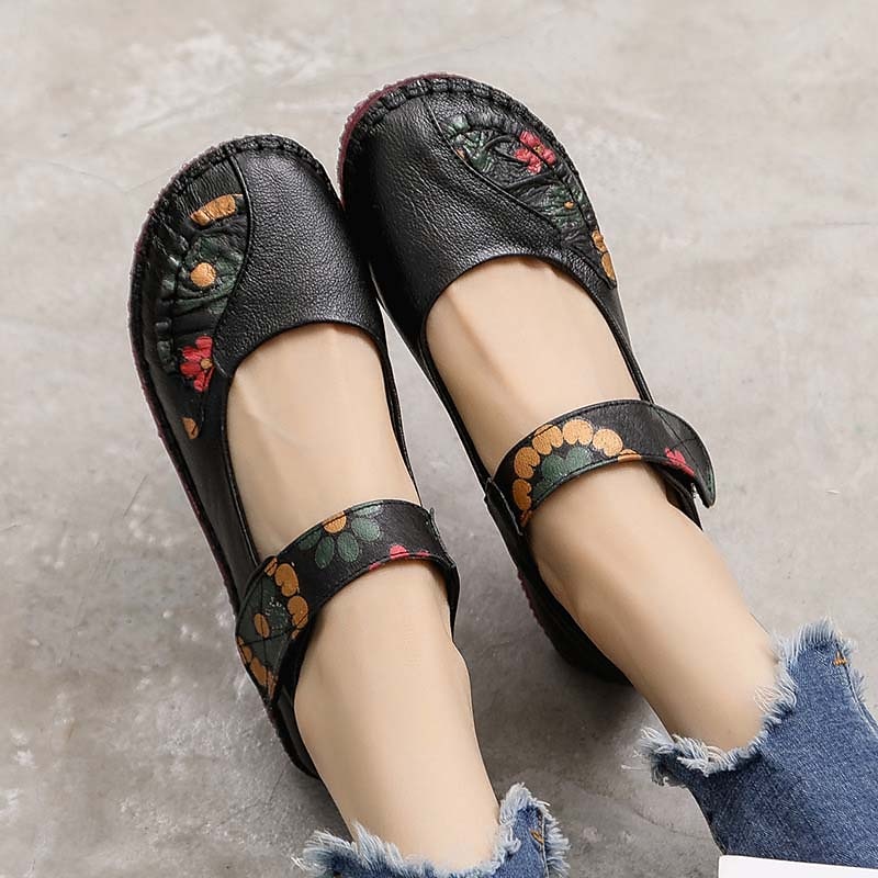 Women's Flats Plus Size Handmade Shoes Comfort Shoes Daily Walking Floral Color Block
