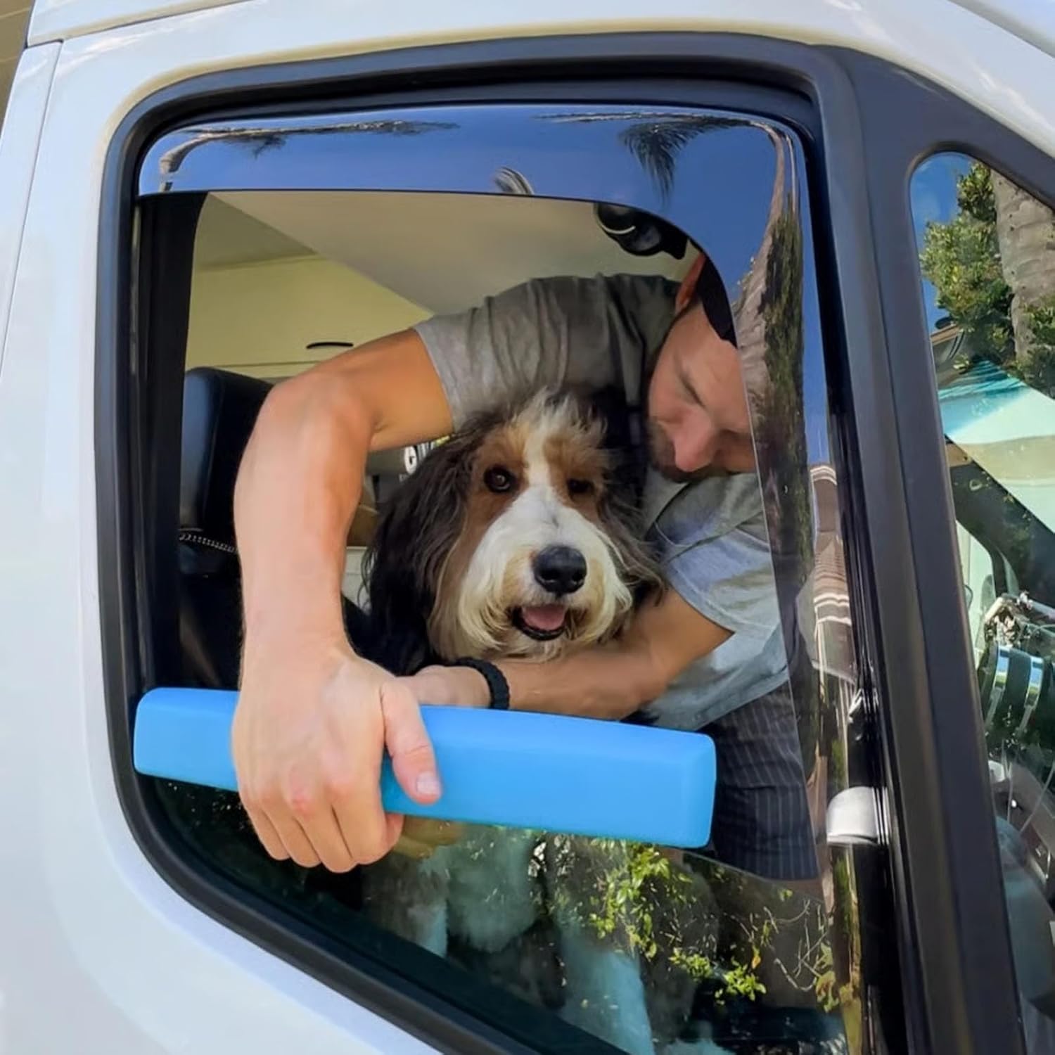 Car Window Chin Rest for Dogs Universal Pet - Blue