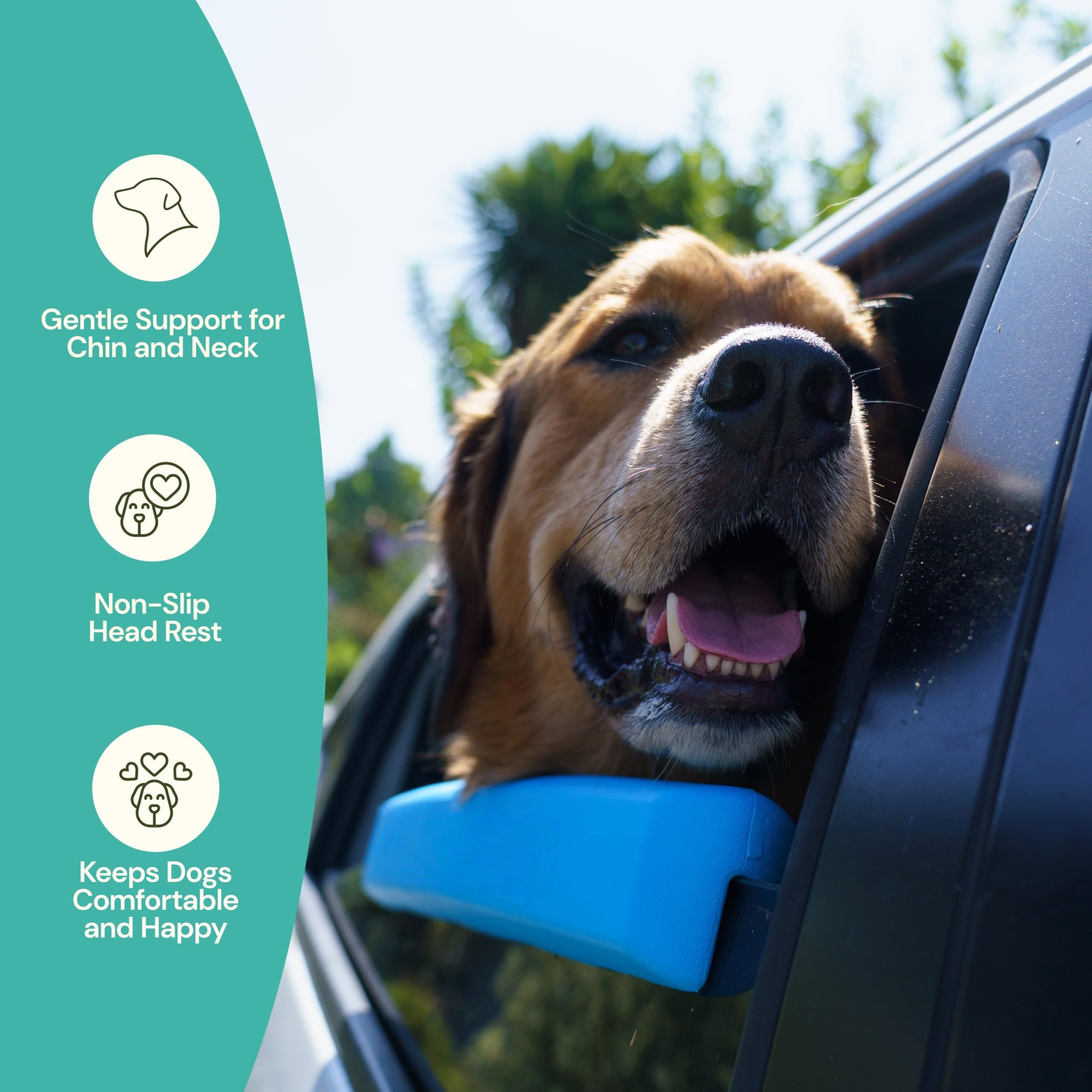 Car Window Chin Rest for Dogs Universal Pet - Blue