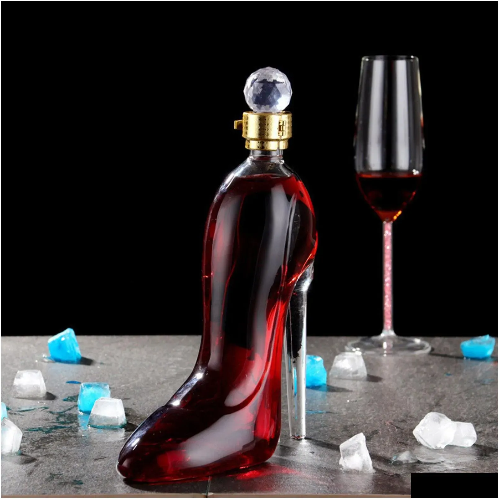 (New Arrivals)Custom Stiletto Wine Decanter With An Airtight Diamond Stopper