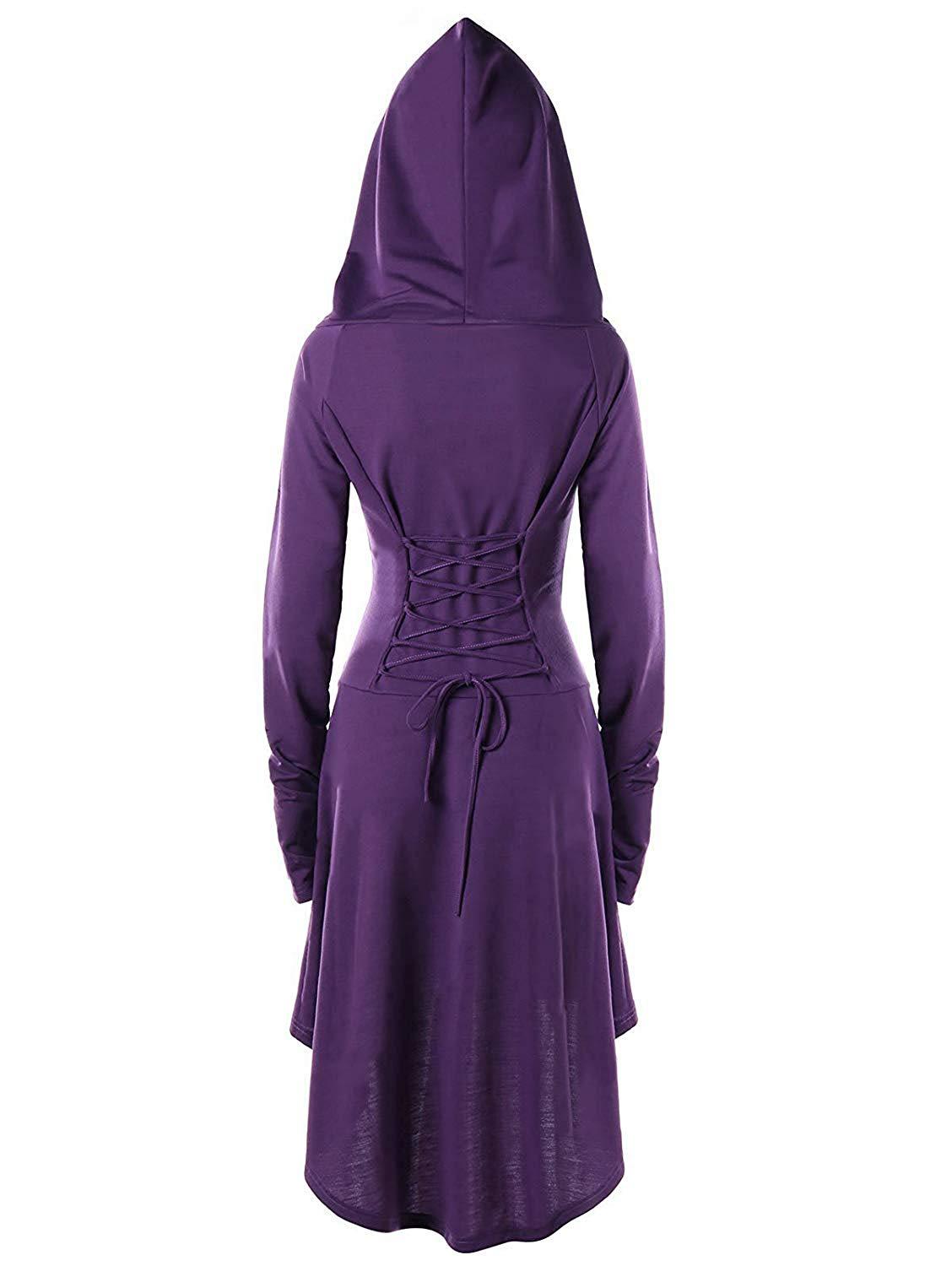 BLACKRISS™Gothic Punk Black Hooded Dresses for Women-Blackriss
