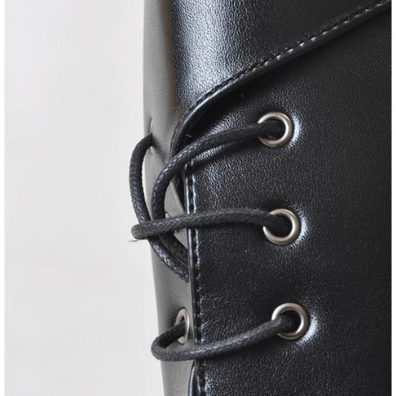 BLACKRISS™Men's Buckle Up Zipper Faux Leather Pointed Martin Boots-Blackriss