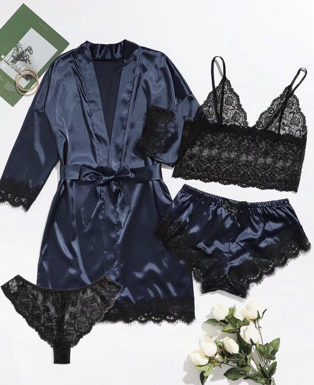 Valentine's Day 4 sets of lace satin sling pajamas set