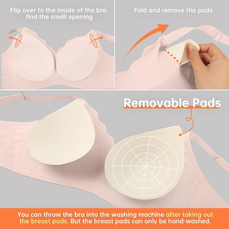 Product Introduction of OEAK Women Seamless Bras No Underwire Scalloped Push Up Bras Soft Wireless Comfort Bralettes Full Coverage Everyday Bra Womenswear Adjustable 9