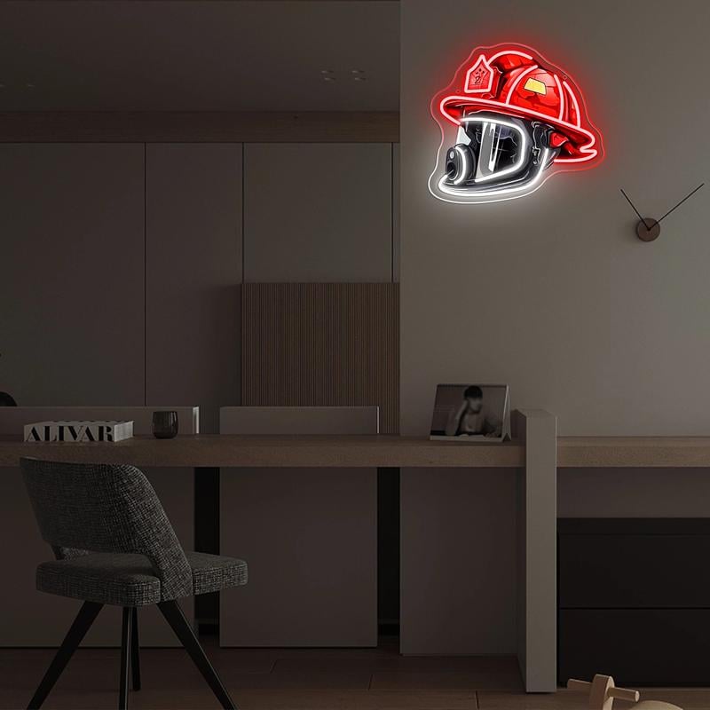 Firefighter Helmet Neon Sign