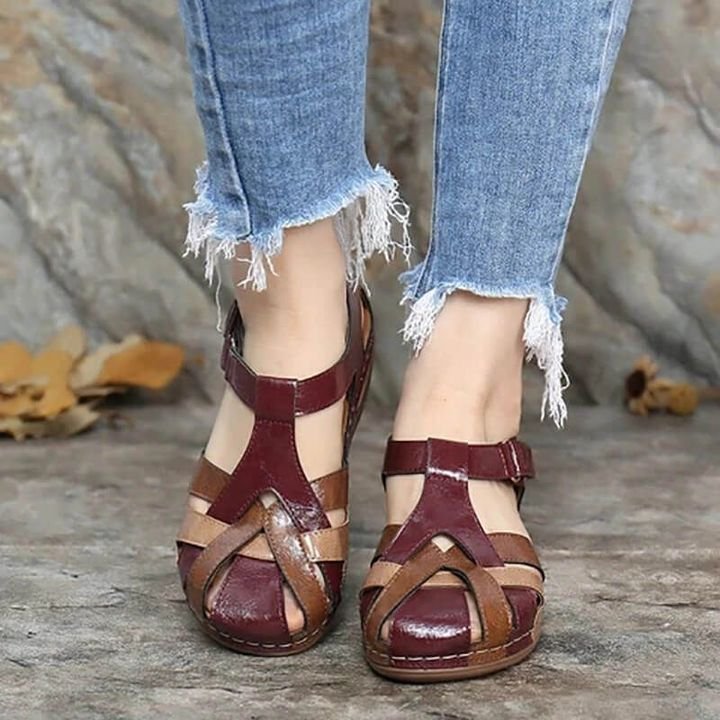 PREMIUM Leather Retro Arch Support Comfy Round Toe Sandals