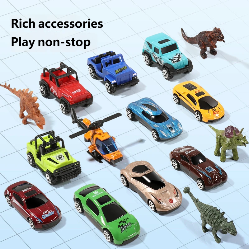 🦖🎁Dinosaur handheld container engineering vehicle double-sided storage alloy car children's inertial tractor transport vehicle boy's toy
