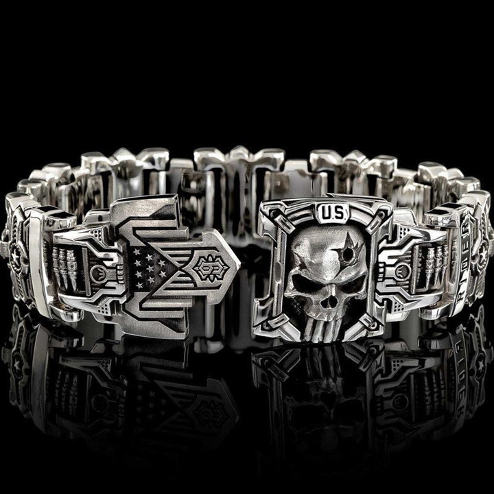 BLACKRISS™Armed Forces Destiny Struggle Skull Interlock Bracelet-Blackriss