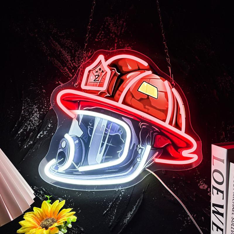 Firefighter Helmet Neon Sign