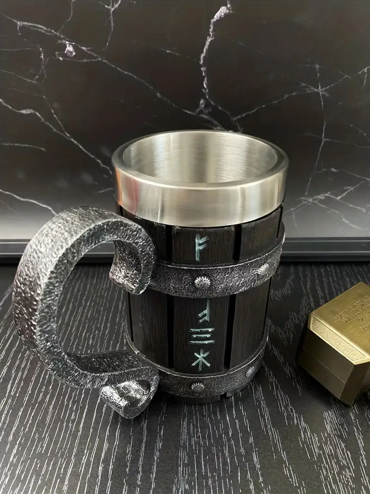 1pc barrel beer mug stainless steel and resin coffee mug vintage nordic   cups water cups   drinkware birthday gifts details 4