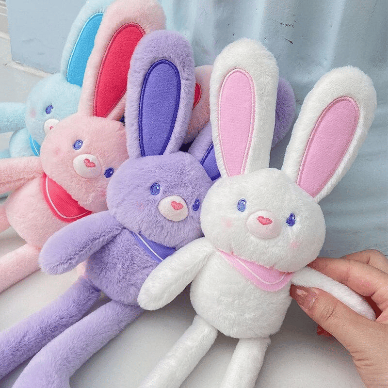 Interactive Pull-Up Bunny Plush Toy | Soft Stuffed Animal for Kids' Sensory Play