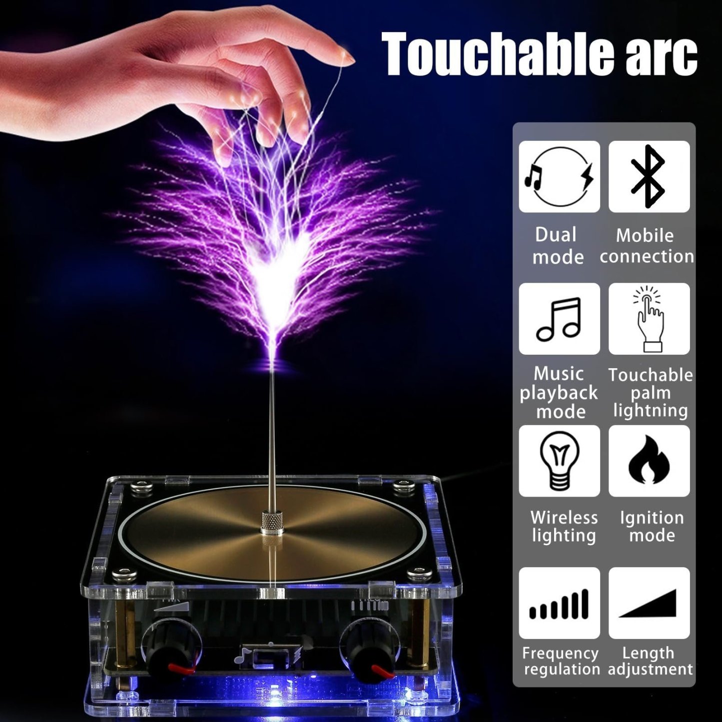 Music Box With Lightning - Tesla Circle Artificial Lightning