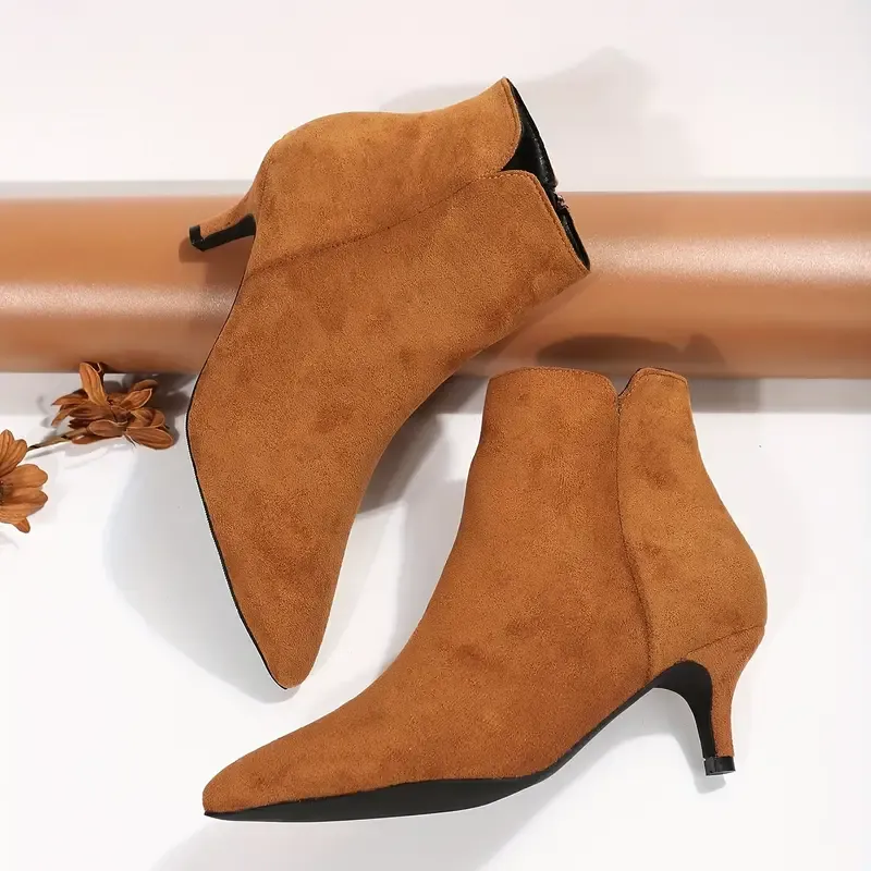 Solid Color Stiletto Anti-slip Heel Ankle Boots