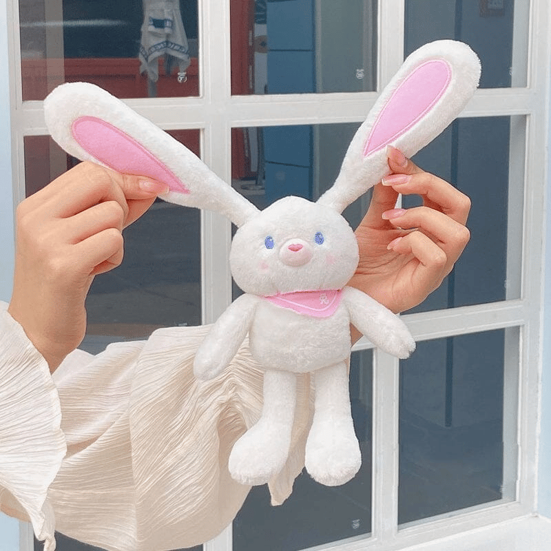 Interactive Pull-Up Bunny Plush Toy | Soft Stuffed Animal for Kids' Sensory Play