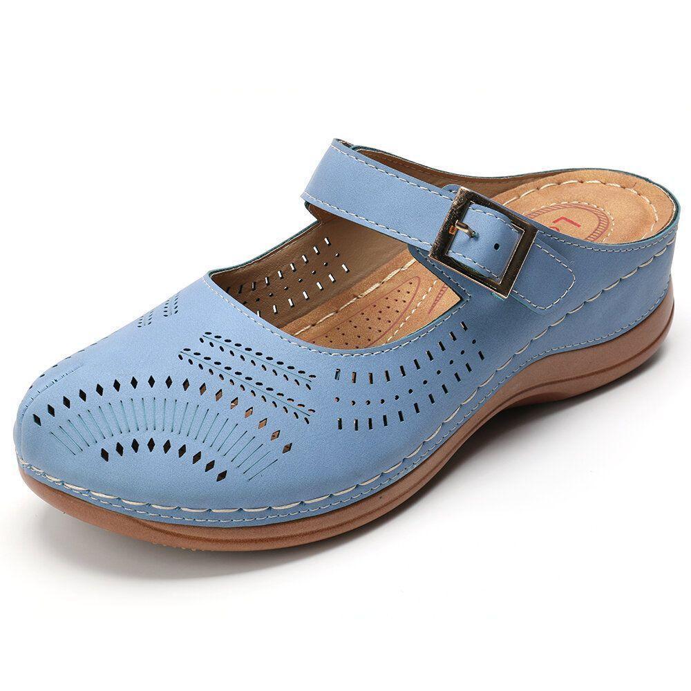 Hollow Out Open Heel Casual Wedges Sandals