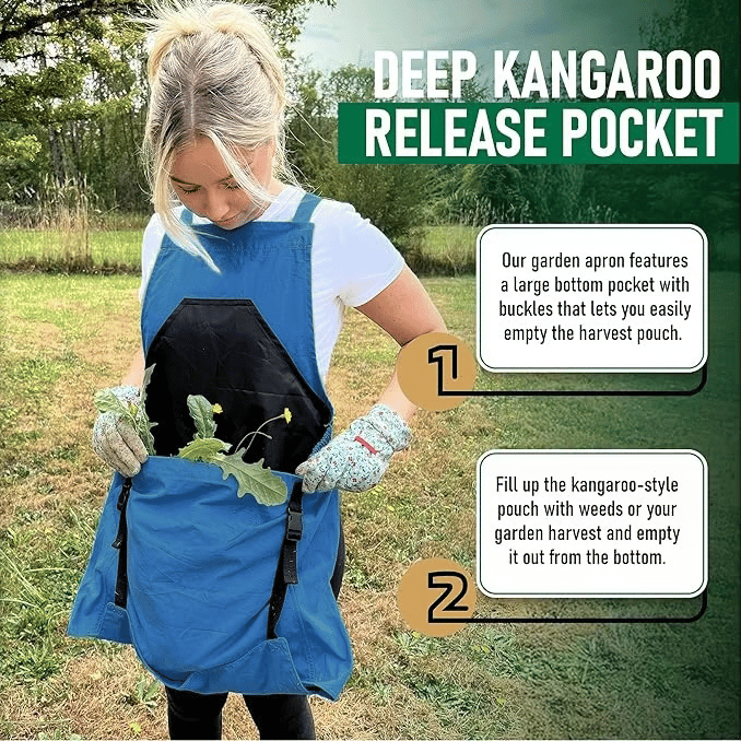 ✨Cross Back Gardening Apron With Deep Kangaroo Release Pockets