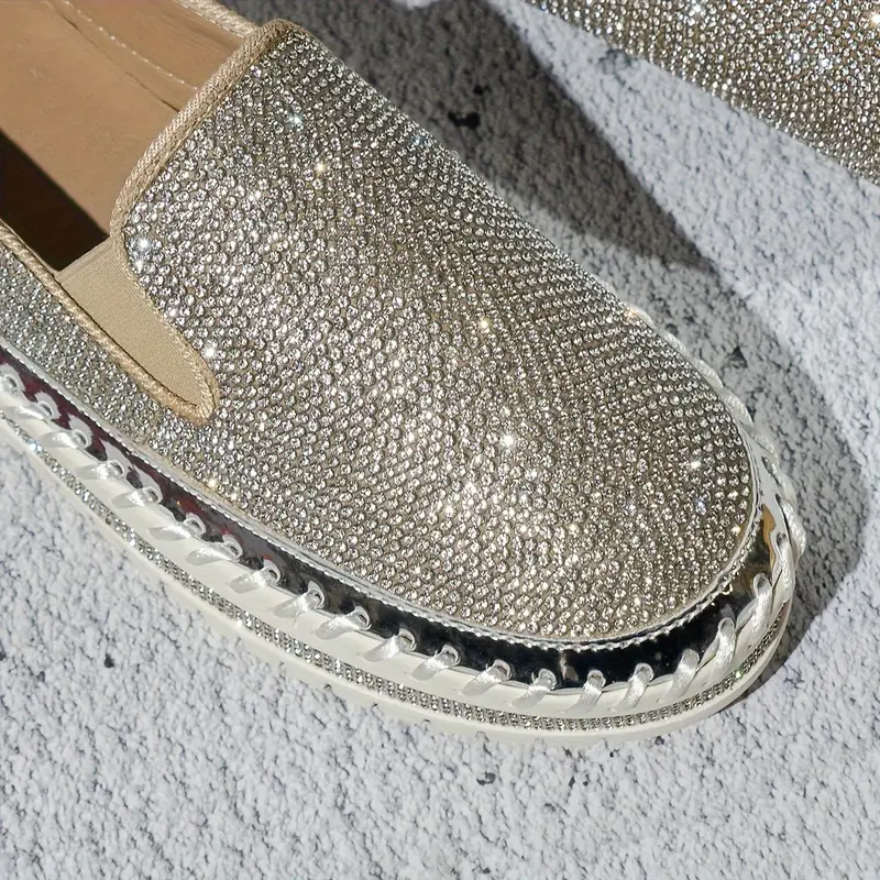 Women's Rhinestone Embellished Thick Sole Slip-On Orthopedic Shoes