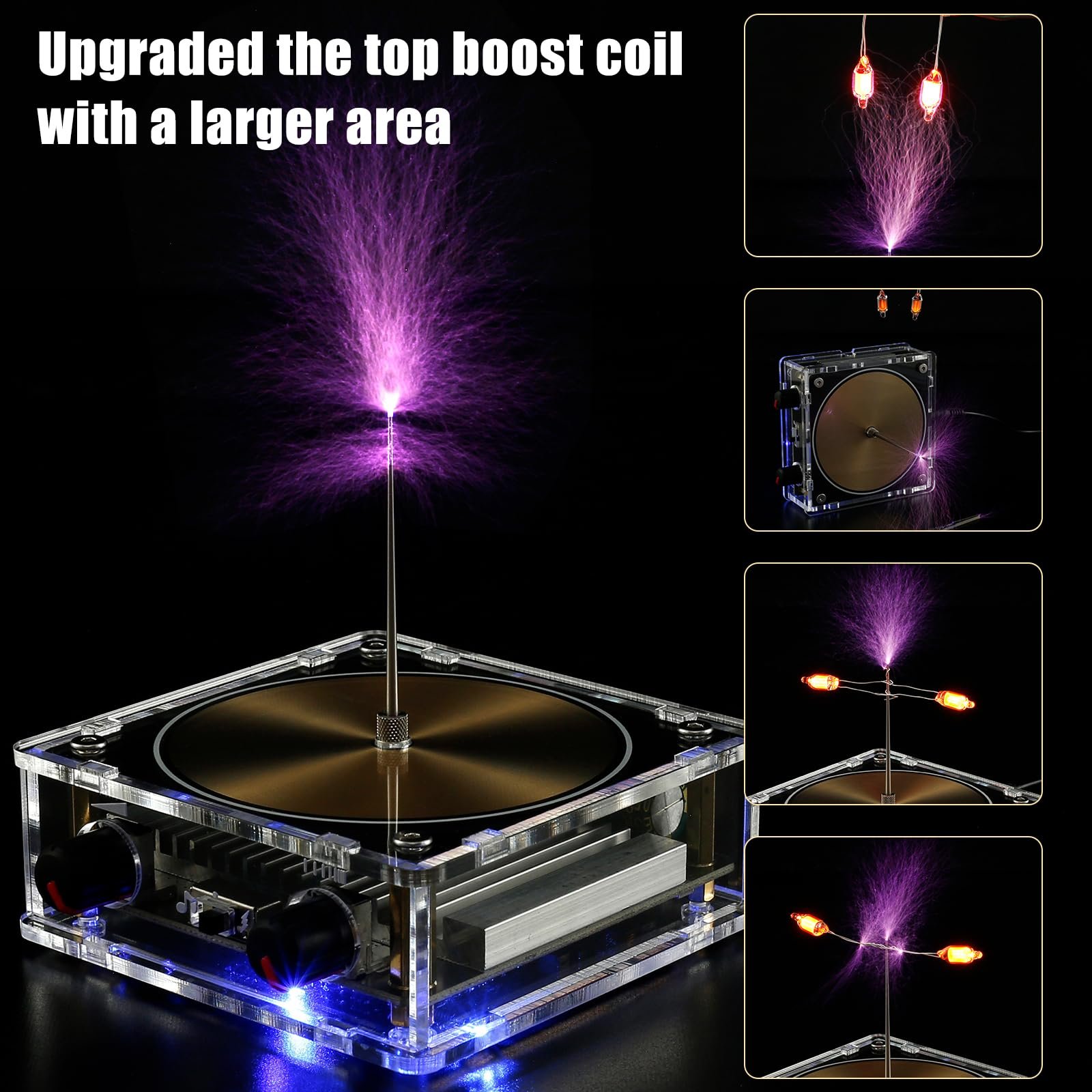 Music Box With Lightning - Tesla Circle Artificial Lightning