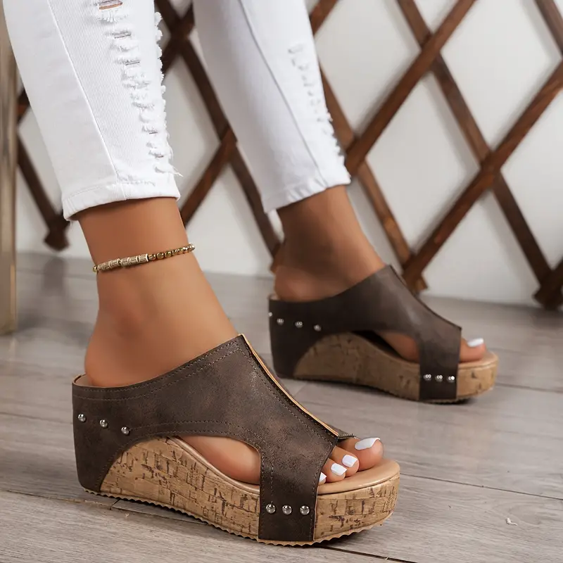 Women's Studded Embellished Thick Leather Sandals