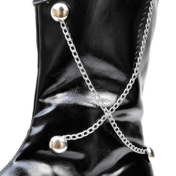 BLACKRISS™Men's Rivets Metal Chain Pointed Martin Boots-Blackriss