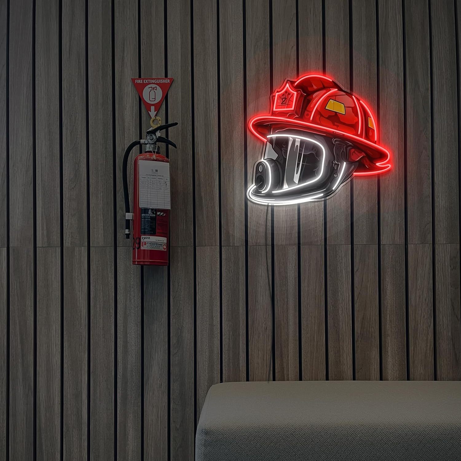 Firefighter Helmet Neon Sign