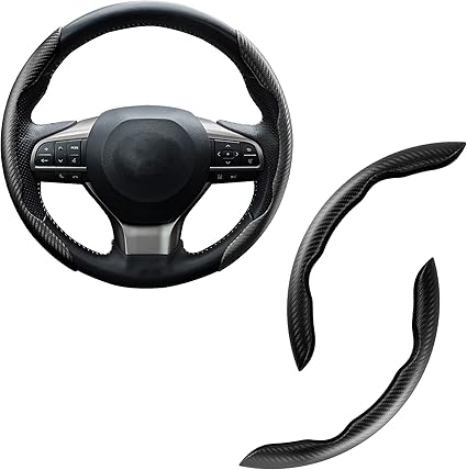 aurovault.com - Carbon Fiber Silicone Anti-Slip Car Steering Wheel Cover Universal Fit