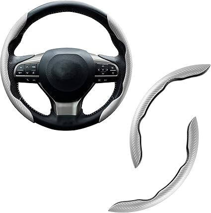 aurovault.com - Carbon Fiber Silicone Anti-Slip Car Steering Wheel Cover Universal Fit