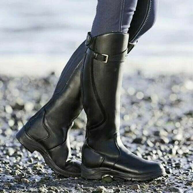 Women Leather Low Heel Comfy Boots