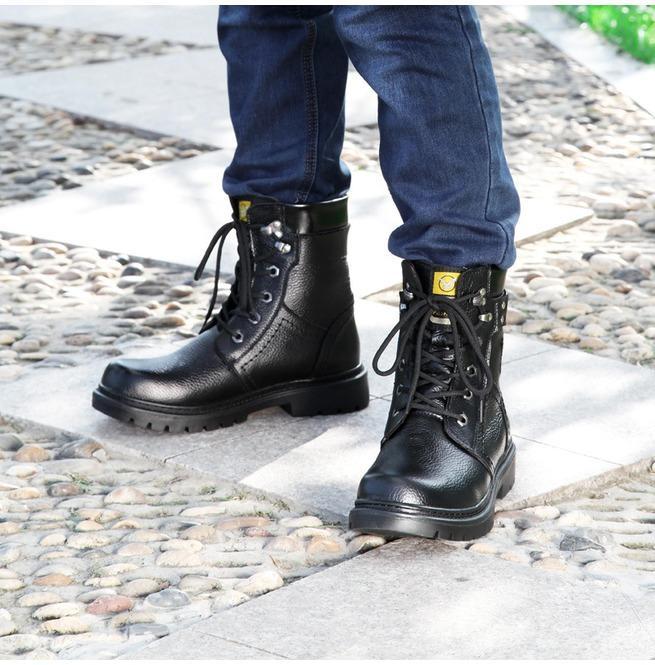 BLACKRISS™Men's Iron Buckle Strap Lace Up Martin Boots-Blackriss