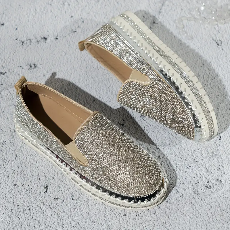 Women's Rhinestone Embellished Thick Sole Slip-On Orthopedic Shoes