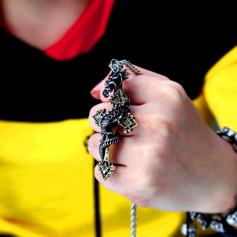 BLACKRISS™Dragon Carved Cross Pendant