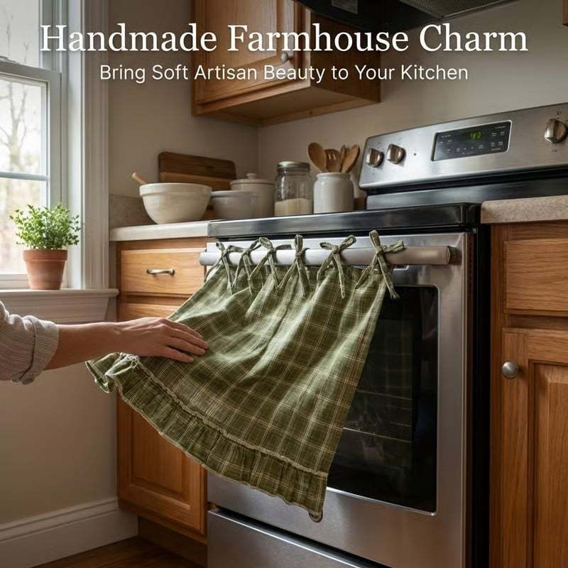 🧺 Handmade Oven Skirts | Farmhouse Kitchen Décor🔒 Heat-Resistant | 🎀 Effortless Install | ✨ Hide Clutter & Elevate Style