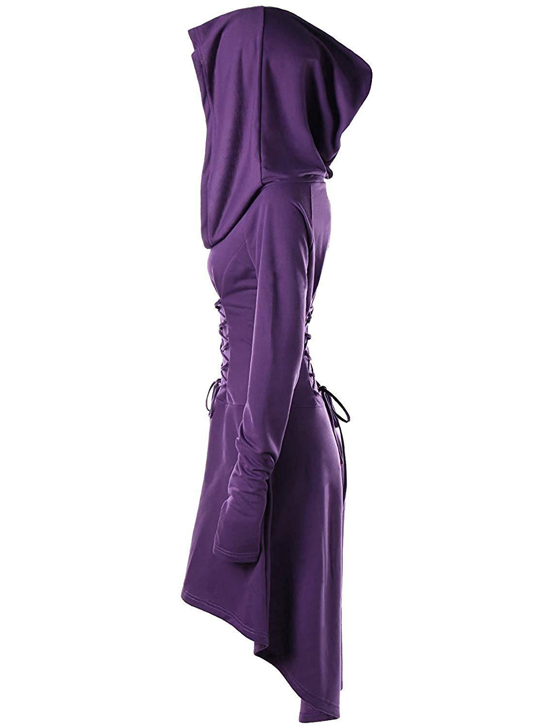 BLACKRISS™Gothic Punk Black Hooded Dresses for Women-Blackriss