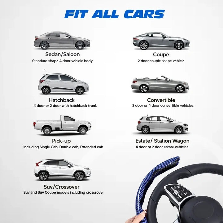 aurovault.com - Carbon Fiber Silicone Anti-Slip Car Steering Wheel Cover Universal Fit