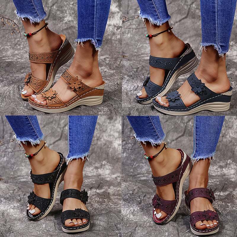 Women's Vintage Floral Wedge Orthopetic Sandals