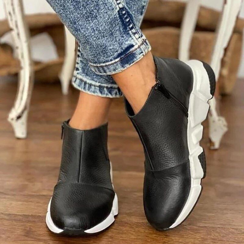 Zip Leather Comfort Arch Support Boots