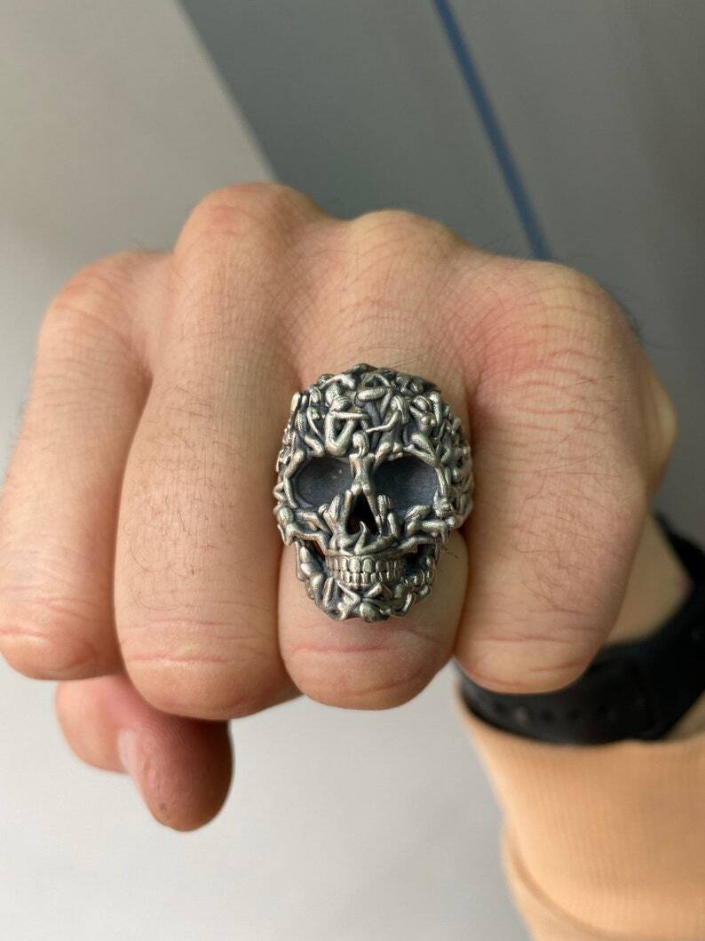 BLACKRISS™Gothic Death Skull Ring - Sterling Silver Skull Ring-Blackriss